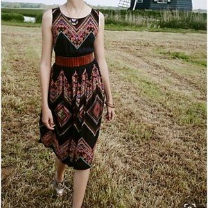 Anthropologie patchwork chevron midi dress